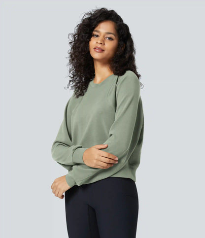 SpacerTek™ Round Neck Raglan Sleeve Solid Casual Sweatshirt