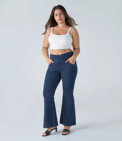 Halara Flex™ High Waisted Crossover Pocket Washed Casual Plus Size Jeans