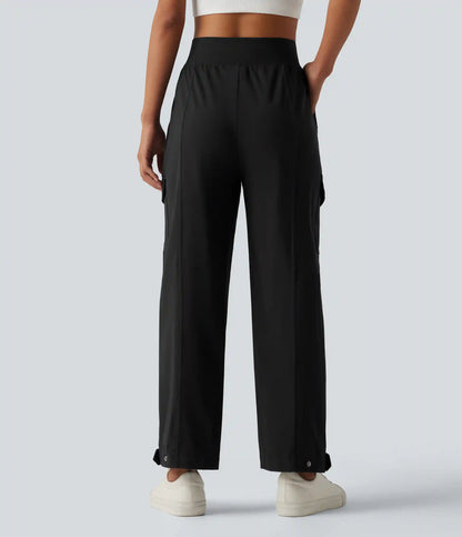 High Waisted Adjustable Hem Quick Dry InstantCool Casual Cargo Pants with Pockets-UPF40+