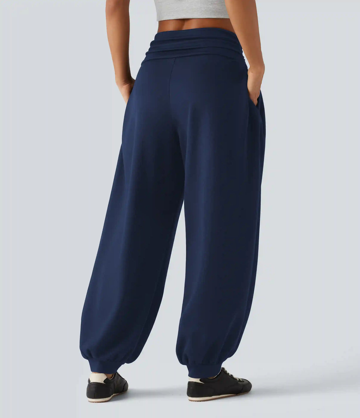 HIgh Waisted Ruched Balloon Casual Joggers with Pockets