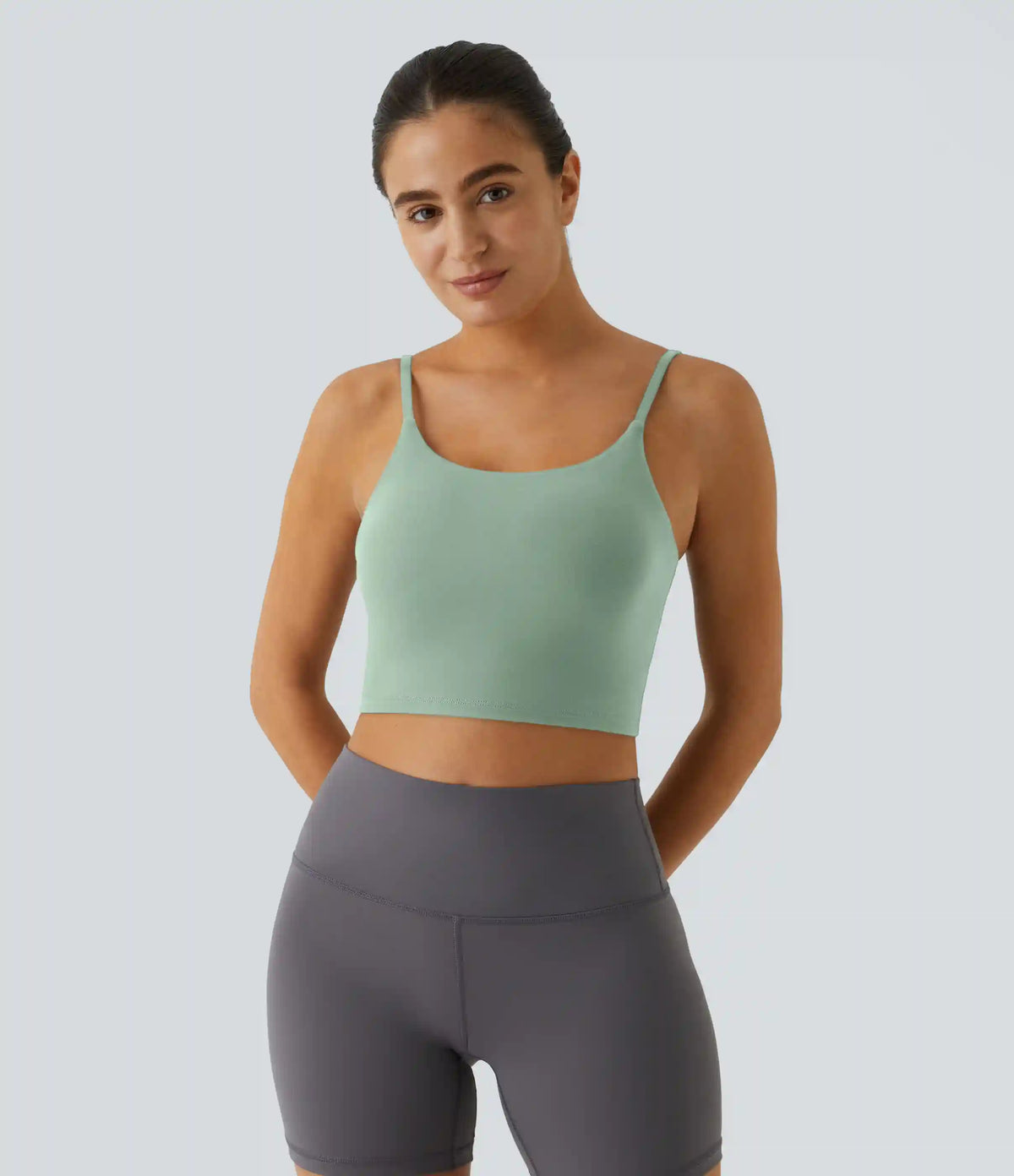 Basic Padded Workout Cropped Low Support Tank Top A-D Cups