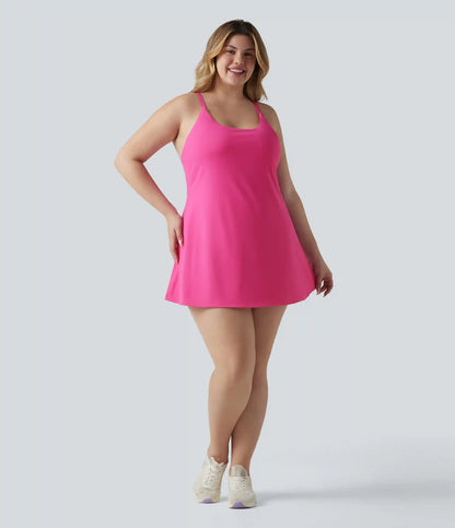SoftlyZero™ Plush Push-Up Adjustable Straps Crisscross Backless Built-in Bra Dance Plus Size Active Dress-Easy Peezy Edition