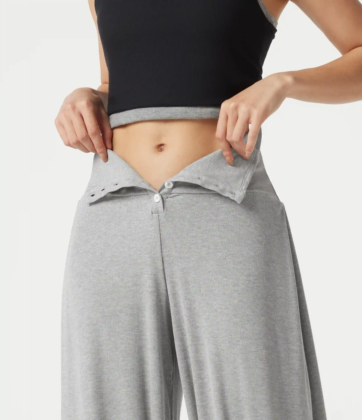 High Stretch Ribbed High Waisted Tummy Control Casual Joggers with Pockets