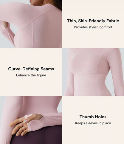 Solid Thumb Hole Yoga Sports Top