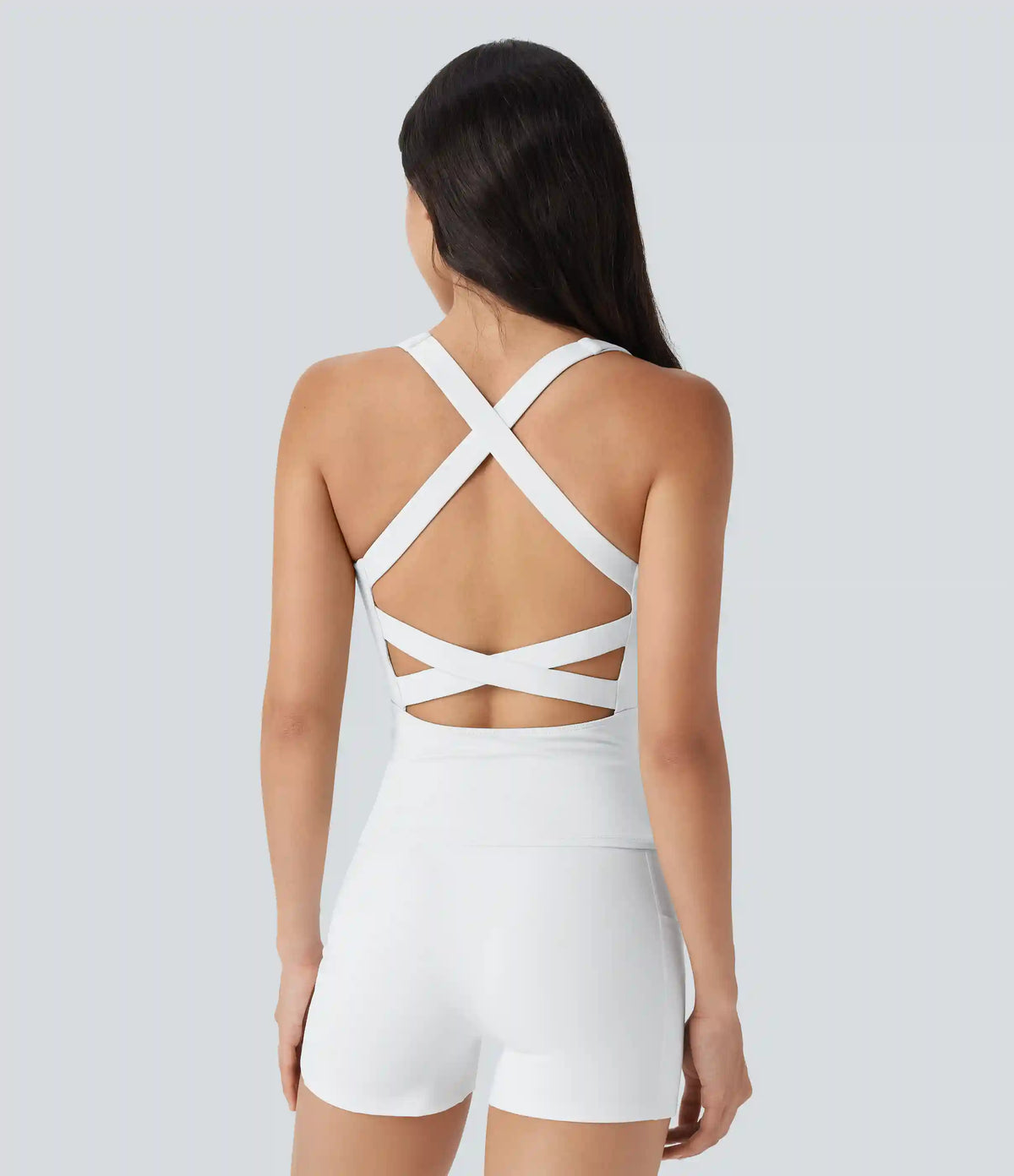 SoftlyZero™ Airy Square Neck Cropped InstantCool Running Tank Top-Longer Length