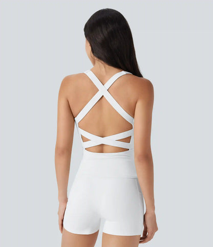 SoftlyZero™ Airy Square Neck Cropped InstantCool Running Tank Top-Longer Length