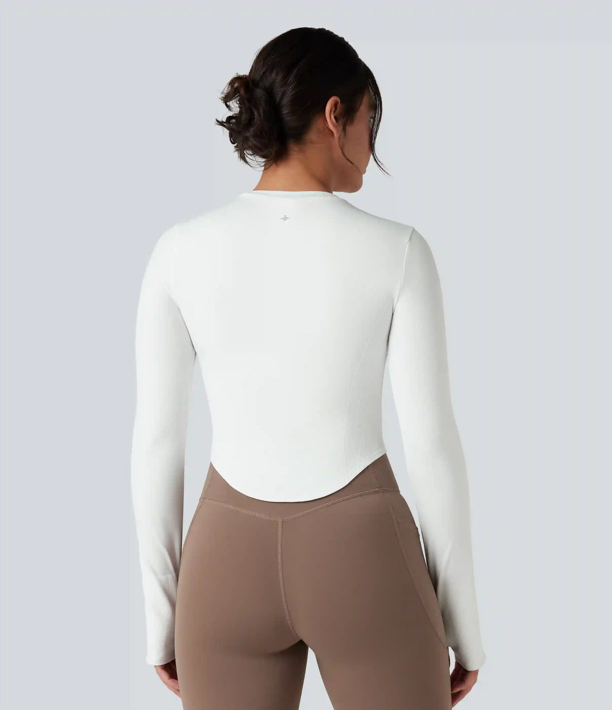 OneForm Seamless Flow Round Neck Long Sleeve Thumb Hole Curved Hem Yoga Sports Top