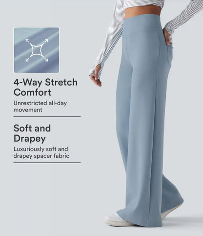 SpacerTek™ High Waisted Casual Baggy Pants with Pockets