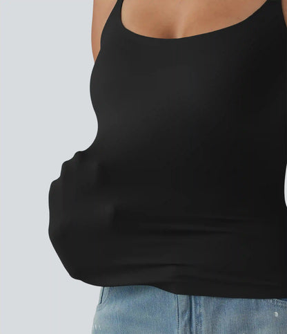 Scoop Neck Built-in Bra Casual Tank Top B-E Cups