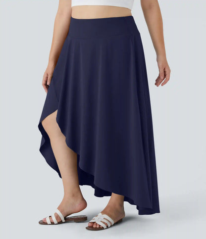 Breezeful™ High Waisted High Low Ruffle 2-in-1 Flowy Midi Quick Dry Casual Plus Size Skirt