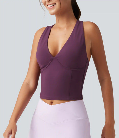 SoftlyZero™ V Neck Built-in-Bra Yoga Tank Top