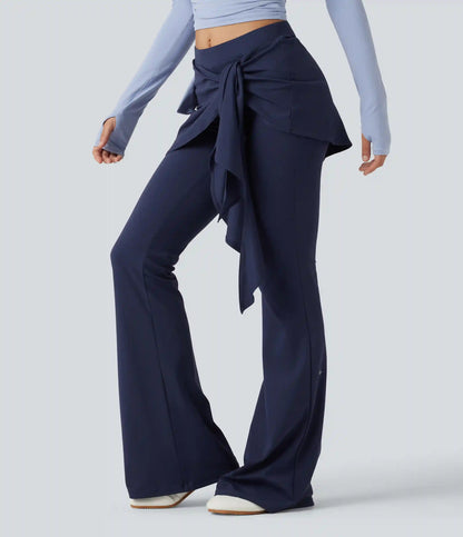 SoftlyZero™ Mid Rise Tie Front Flare Dance Leggings-UPF50+