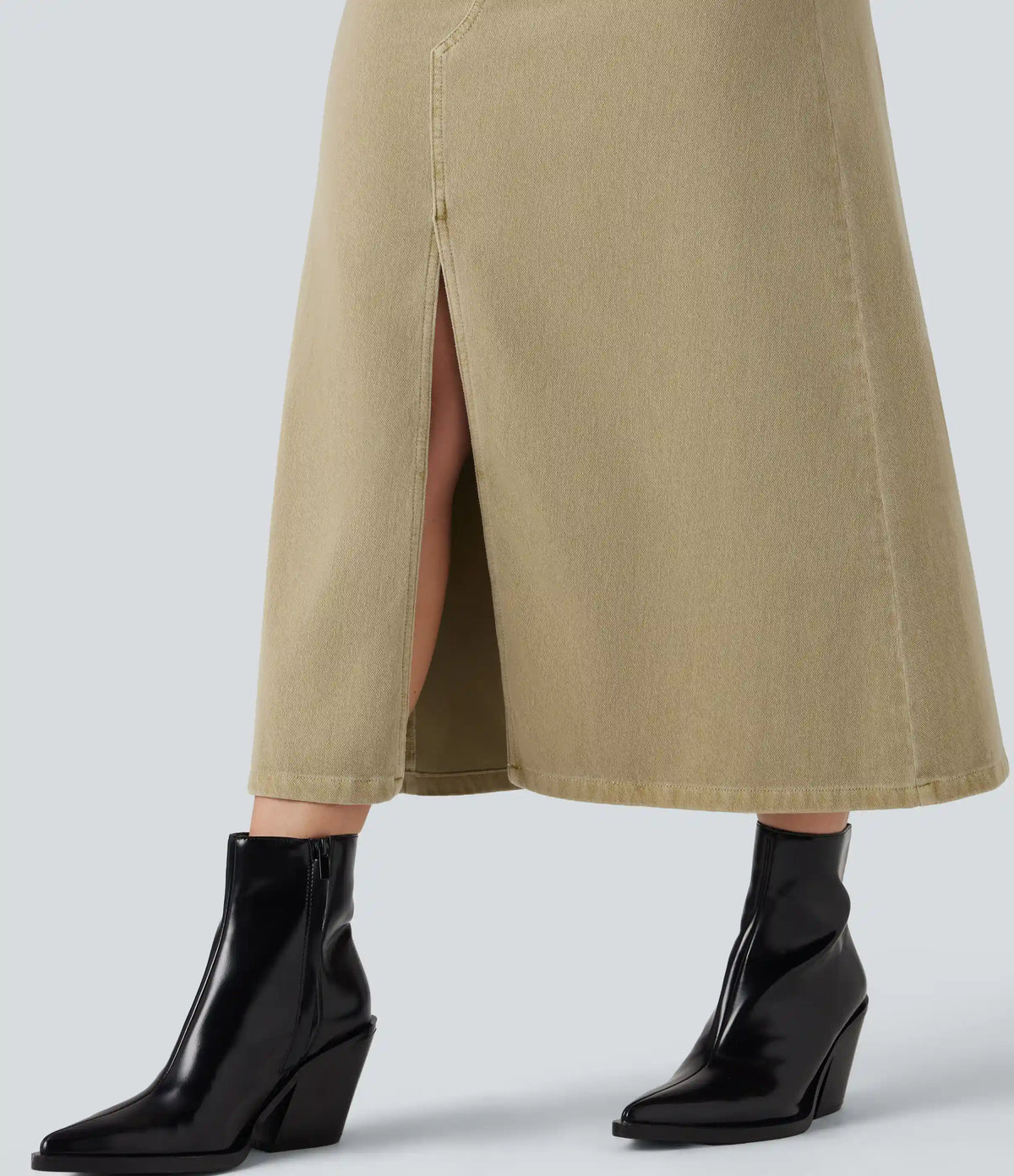 Halara Flex™ Mid Rise Split Midi Casual Colorful Denim Skirt with Pockets