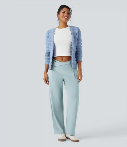Halara Flex™ DayStretch Asymmetric Mid Rise Barrel Leg Work Pants with Pockets