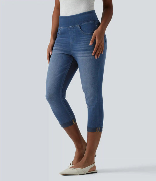 Halara Flex™ High Waisted Rolled Hem Capri Casual Skinny Jeans with Pockets