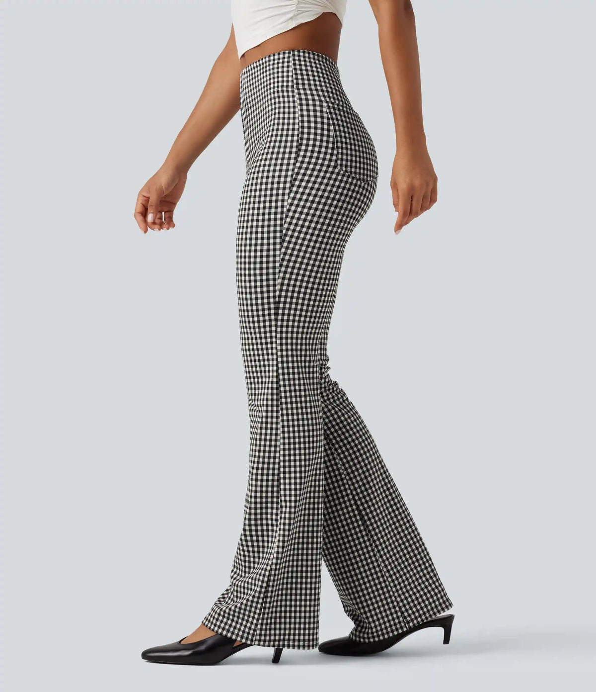 Halara Flex™ High Waisted Plaid Bootcut Work Pants with Pockets