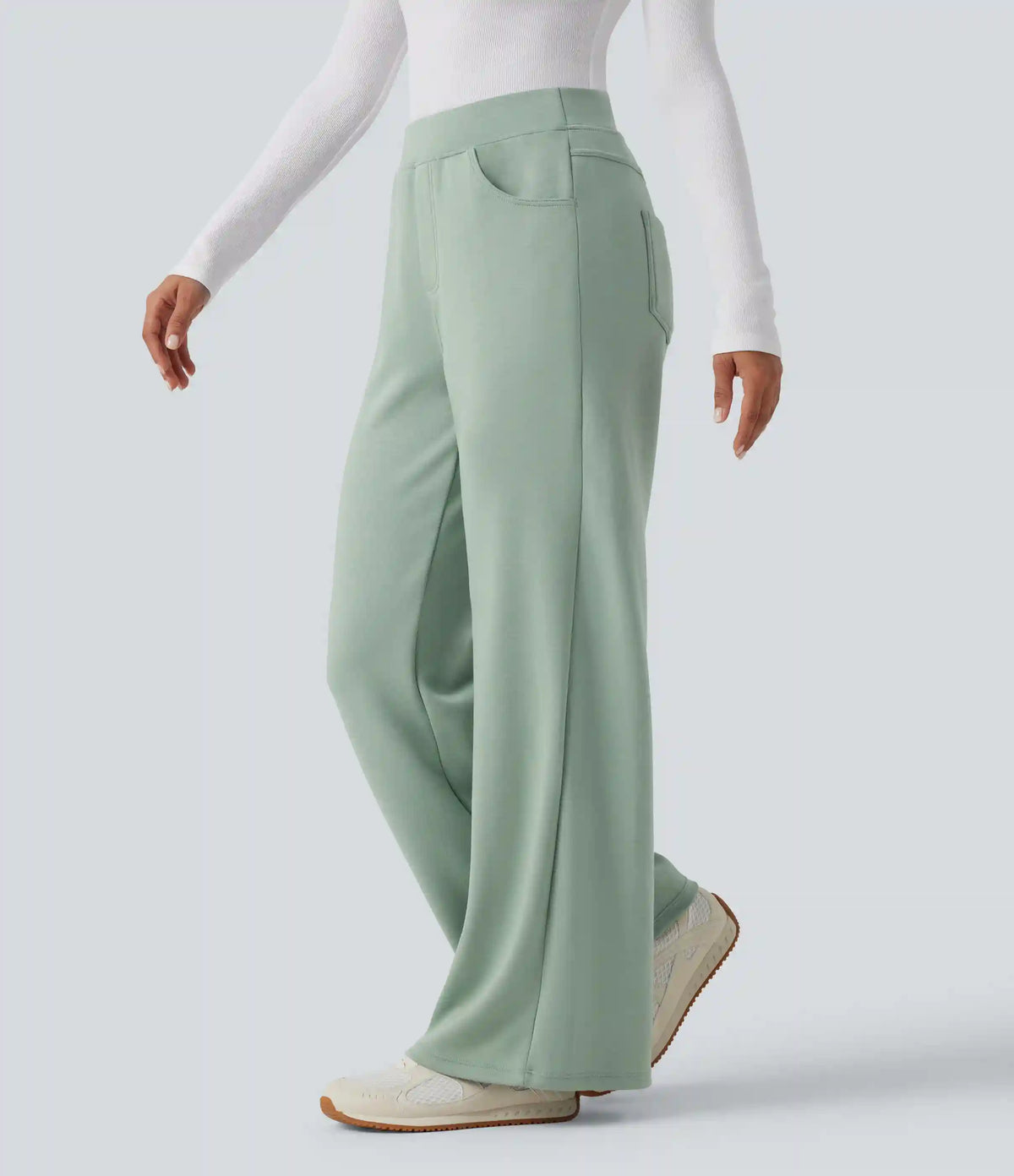 High Waisted Wide Leg Casual Sweatpants with Pockets