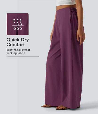 Breezeful™ High Waisted Pleated Quick Dry Resort Flowy Baggy Pants with Pockets