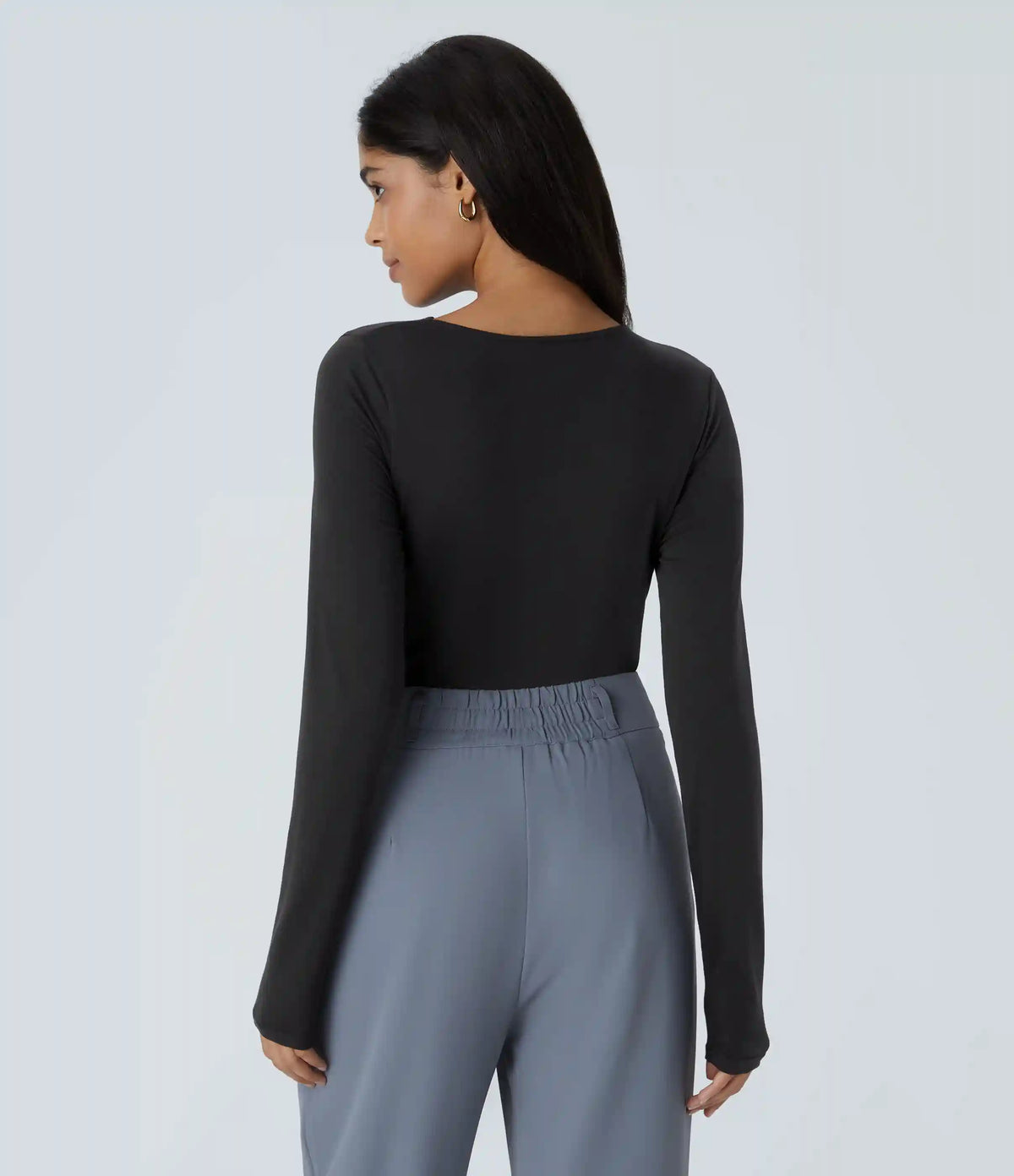 Long Sleeve Asymmetric Ruched Work Top