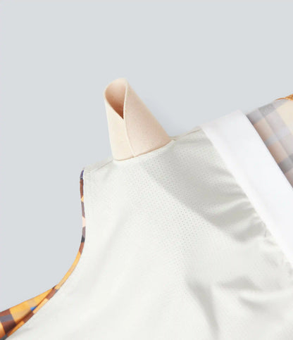 V Neck Plaid InstantCool Cropped Yoga Tank Top
