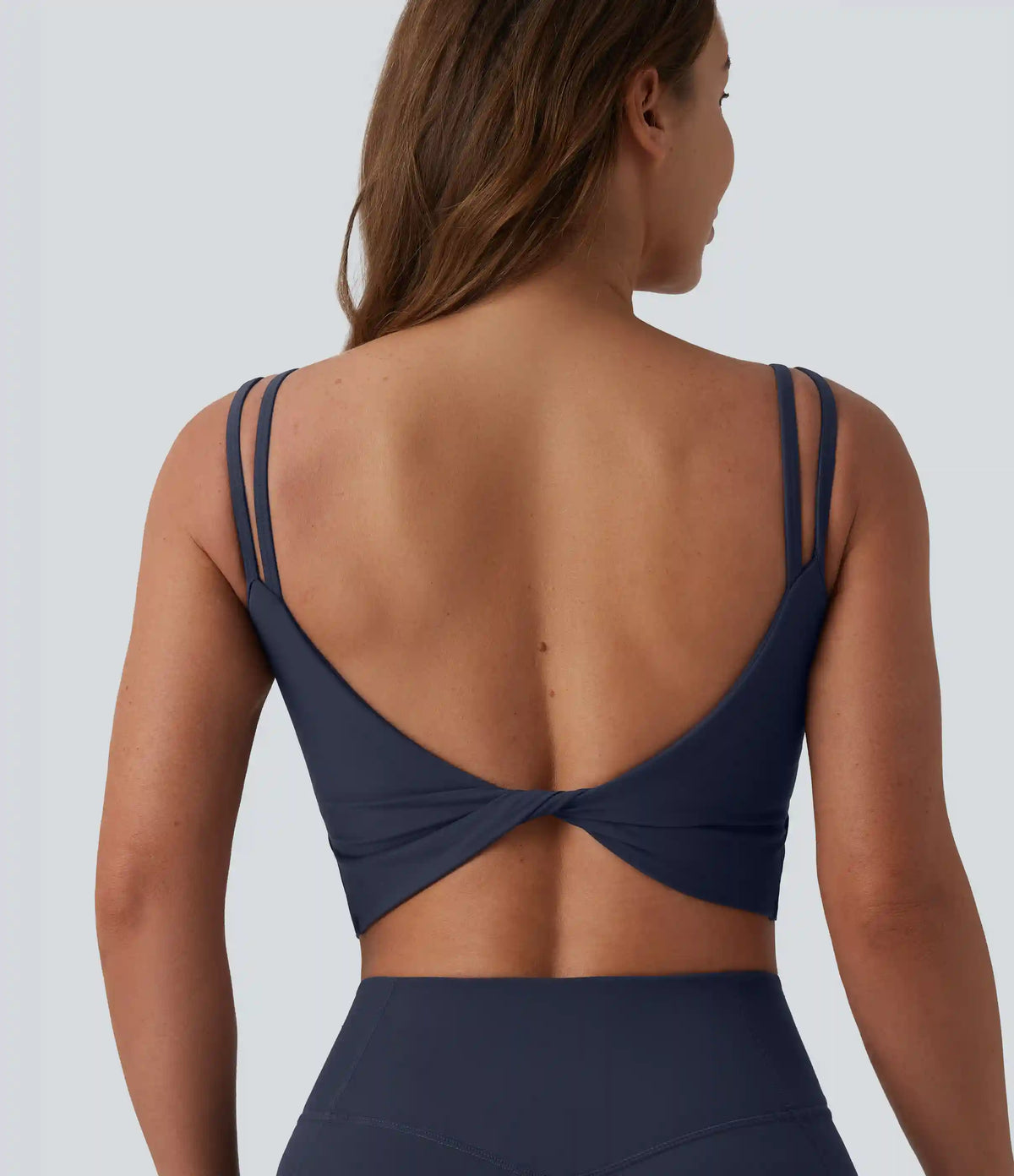 Halara UltraSculpt™ Double Straps Twisted Backless Cropped Built-in Bra Yoga Tank Top DD-F Cups