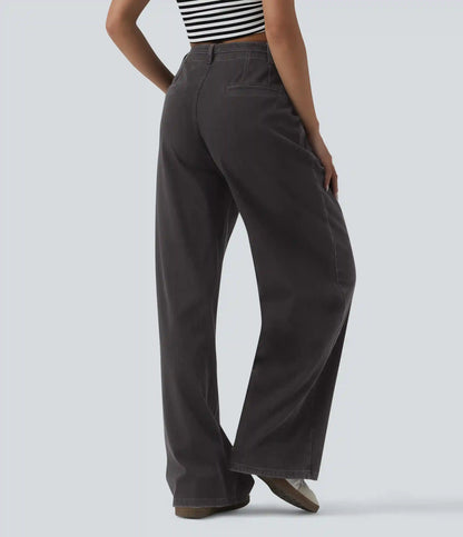 Halara Flex™ High Waisted Belted Wide Leg Casual Jeans with Pockets