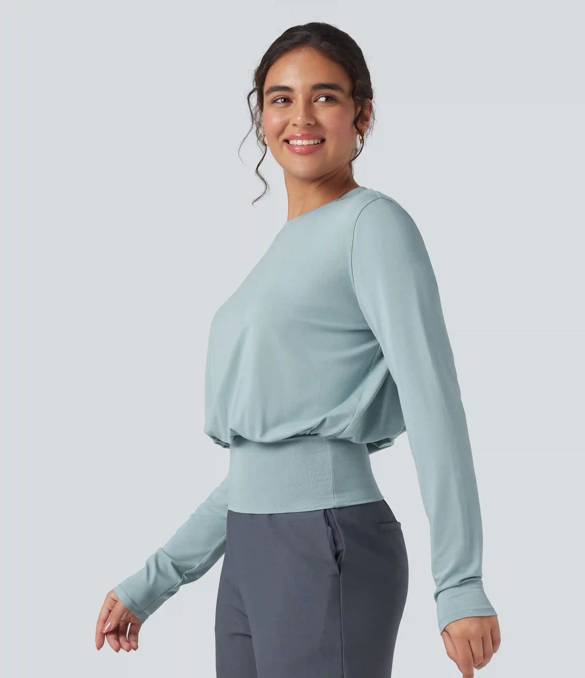 Round Neck Long Sleeve Work Top
