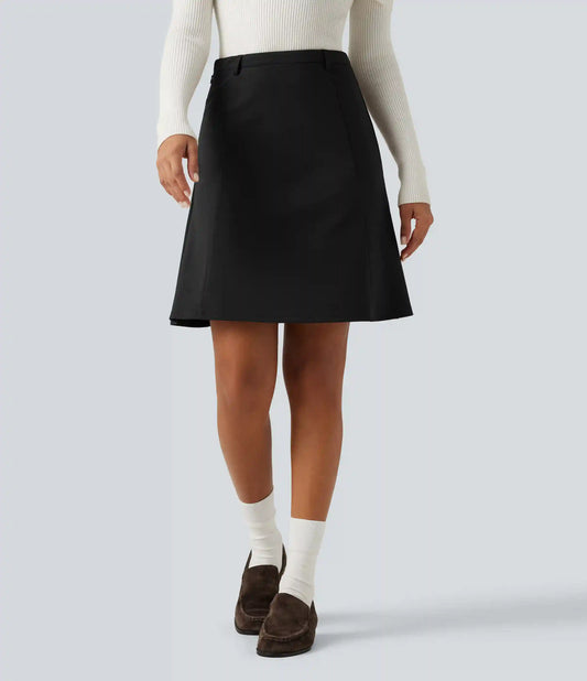 High Waisted A-Line Mini Work Skirt