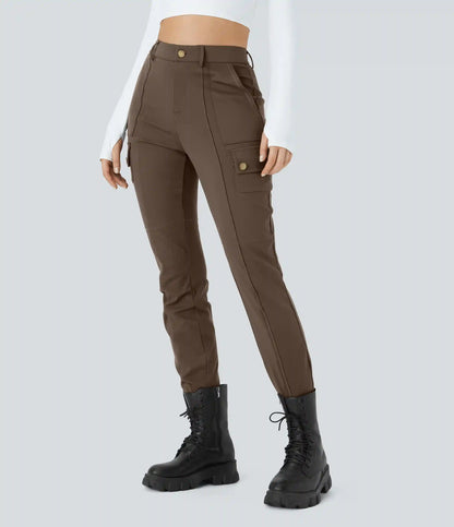 DayStretch High Waisted Zipper Pockets Solid Skinny Cargo Pants