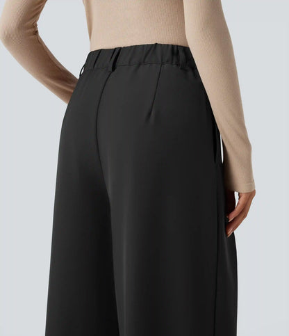 High-waisted Work Wide-leg Pants with Pockets