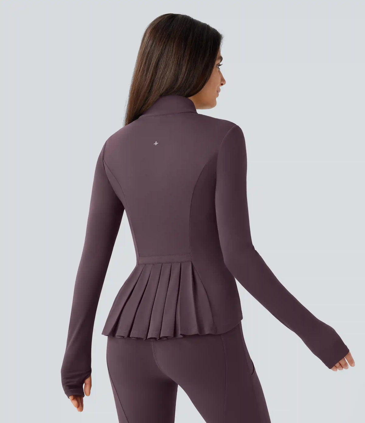 SoftlyZero™ Stand Collar Thumb Hole Pockets Pleated Zipper Slim Jacket