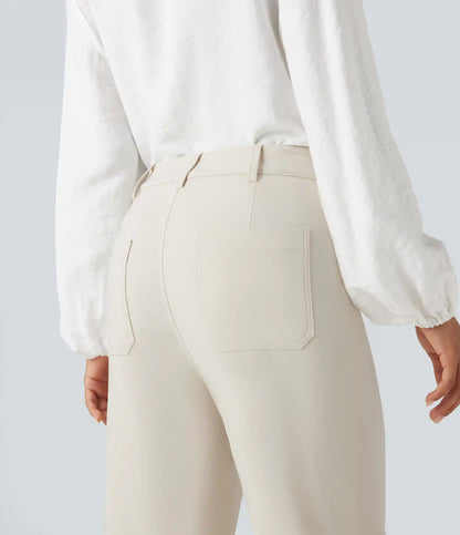 High Waisted Work Flare Pants with Pockets