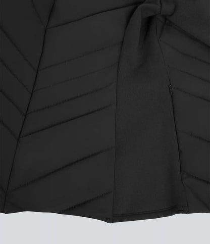 PuffFlex Stand Collar Zipper Long Sleeve Running Quilted Jacket with Pockets