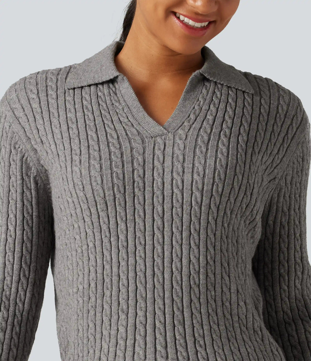 Lapel Long Sleeve Work Sweater