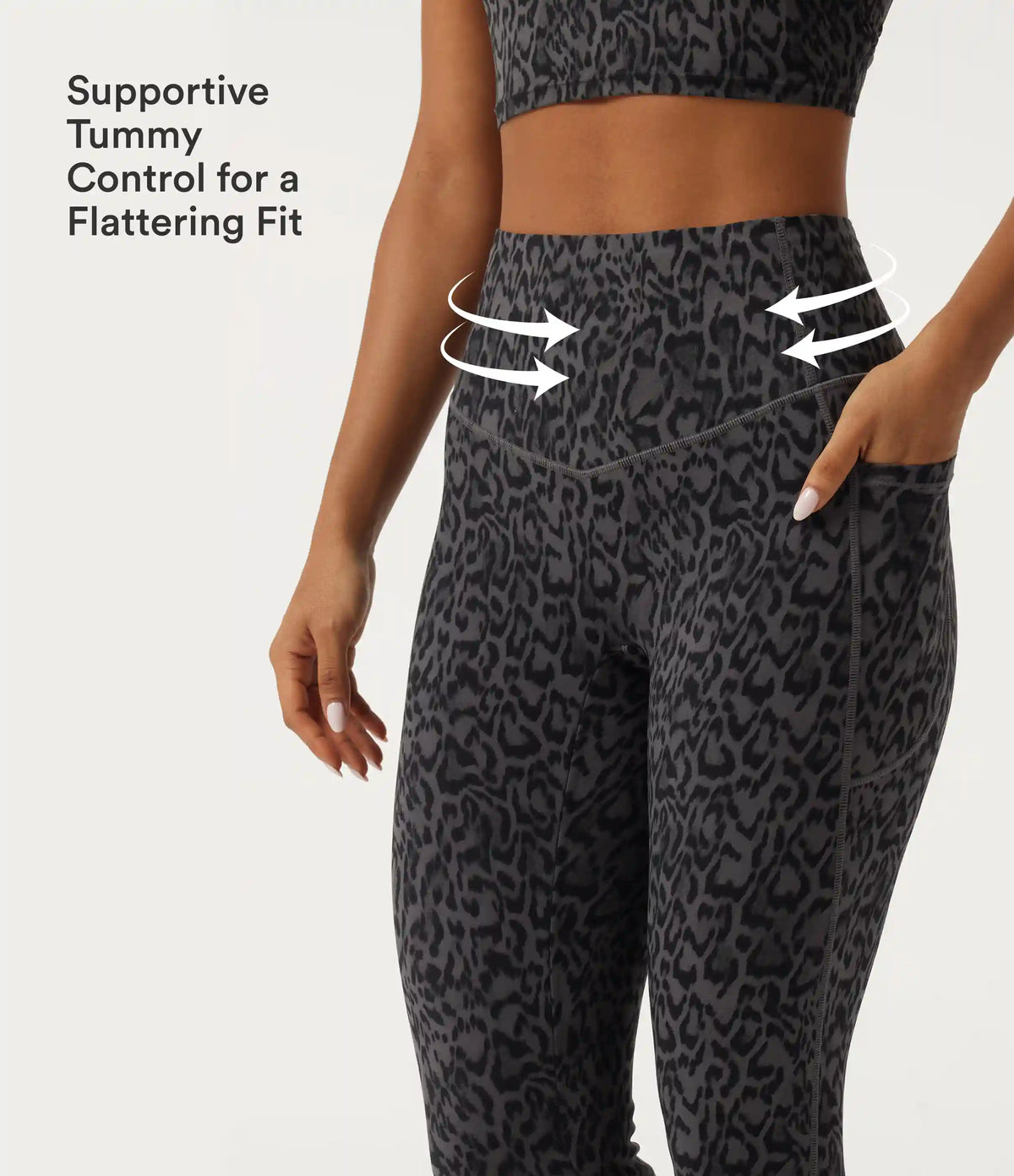 Halara UltraSculpt™ Extra Heat Leopard Print High Waisted Tummy Control Fleece Workout Leggings with Pockets