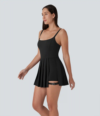 Breezeful™ Pleated Adjustable Buckle 2-in-1 Pocket Micro Mini Quick Dry Casual Slip Dress