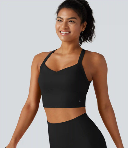 SoftlyZero™ Plush Sweetheart Neck Built-in Bra Cropped Yoga Tank Top