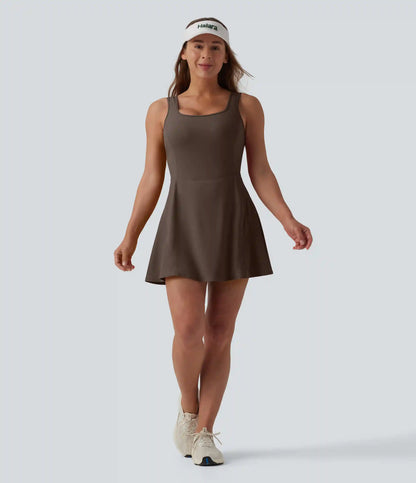 SoftlyZero™ Airy U Neck 2-in-1 Pocket Mini Cool Touch Dance Active Dress DD-F Cups-Easy Peezy