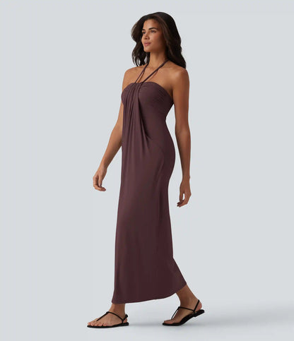 Halter Tie Back Maxi Dress with Pockets