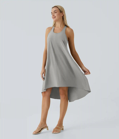 Breezeful™ RacerPocket High Low Flowy Midi Quick Dry Casual Dress