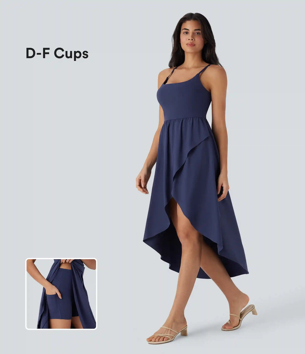 Breezeful™ High Low 2-Piece Flowy Midi Quick Dry Casual Dress with Pocket DD-F Cups