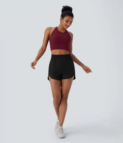 Breezeful™ High Waisted Pockets 2-in-1 Curved Hem Quick Dry Running Shorts 3.5''