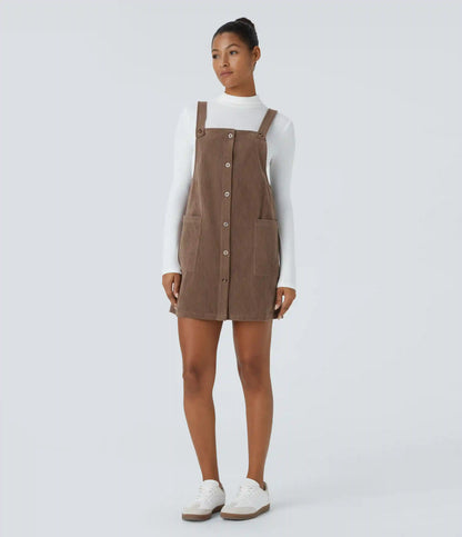 Pocket Corduroy Mini Casual Jumper Dress