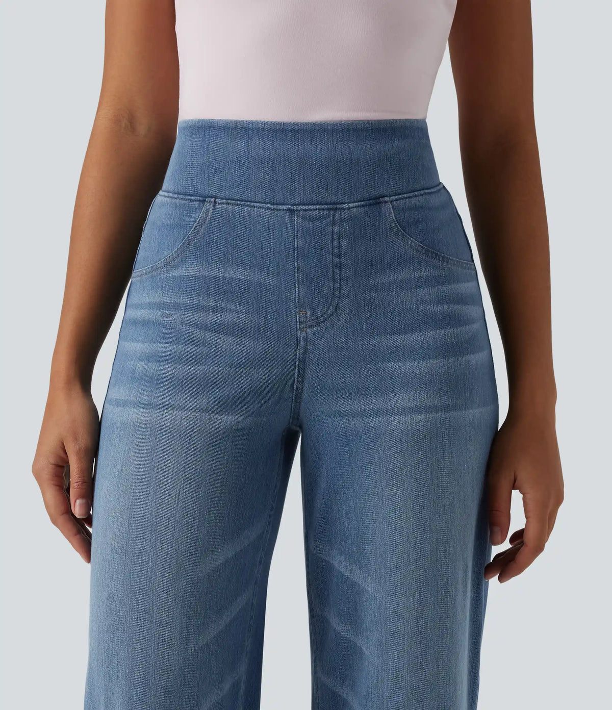 Halara Flex™ High Waisted Tummy Control Wide Leg Casual Jeans with Pockets