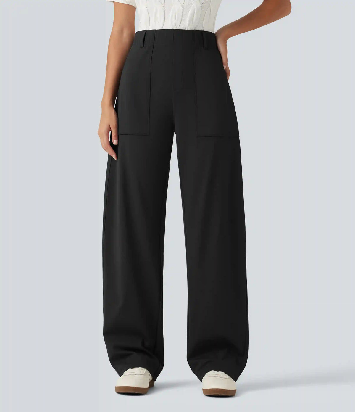 DayStretch High Waisted Barrel Leg Casual Pants with Pockets