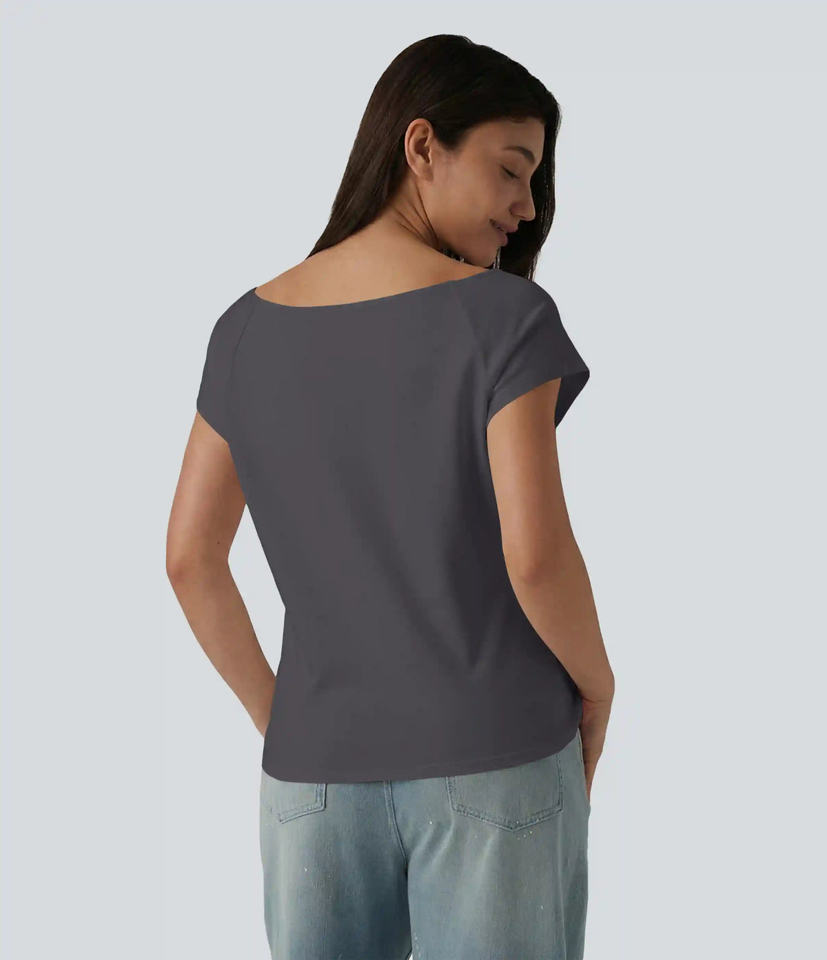 Boat Neck Short Sleeve Casual Pima Cotton T-Shirt