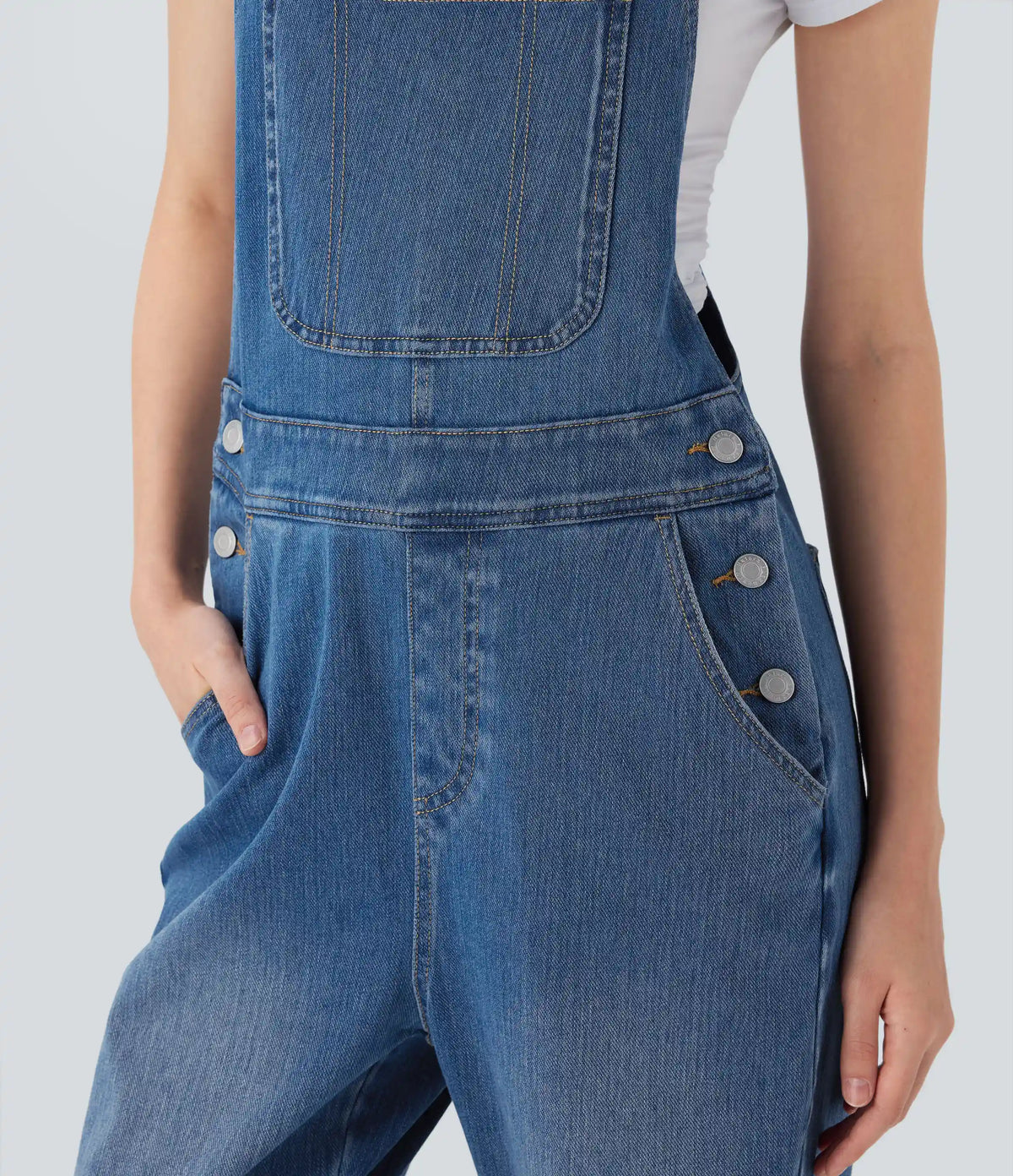 Halara Flex™ Straight Leg Denim Casual Overalls with Pockets