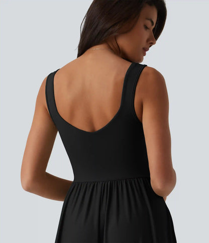 Built-in Bra Flowy Maxi Casual Dress with Pockets DD-F