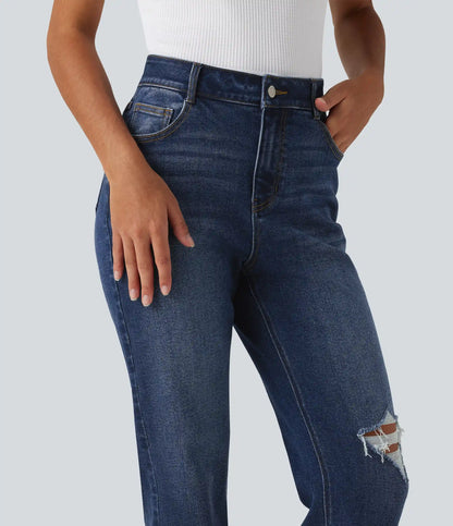 High Waisted Casual Jeans with Pockets