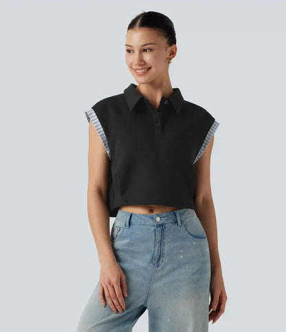 Dropped Short Sleeve Color Block Casual T-Shirt